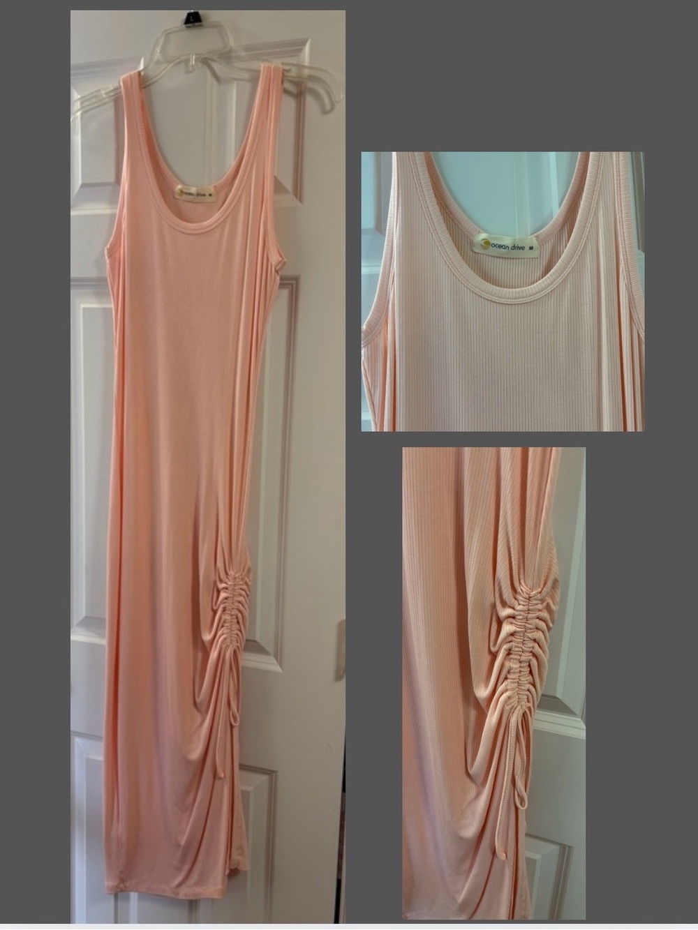 Ocean Drive Peach Sleeveless Ruched Side Maxi Dress